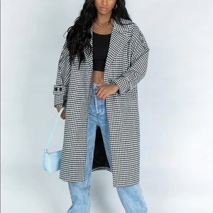 NWT Princess polly timeless black & white houndstooth coat